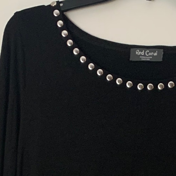 Black Loose Long Sleeve Top With Silver Studs - Picture 5 of 9